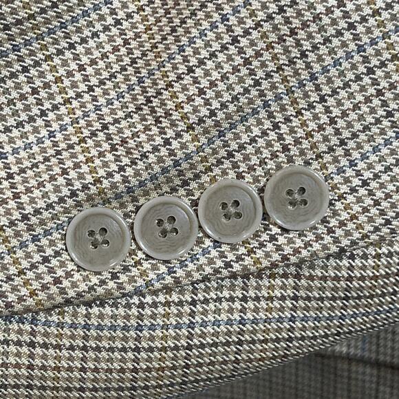 Bert Pulitzer Silk Wool Jacket Beige Multicolor Houndstooth Blazer Men’s Sz 46L - Picture 4 of 14